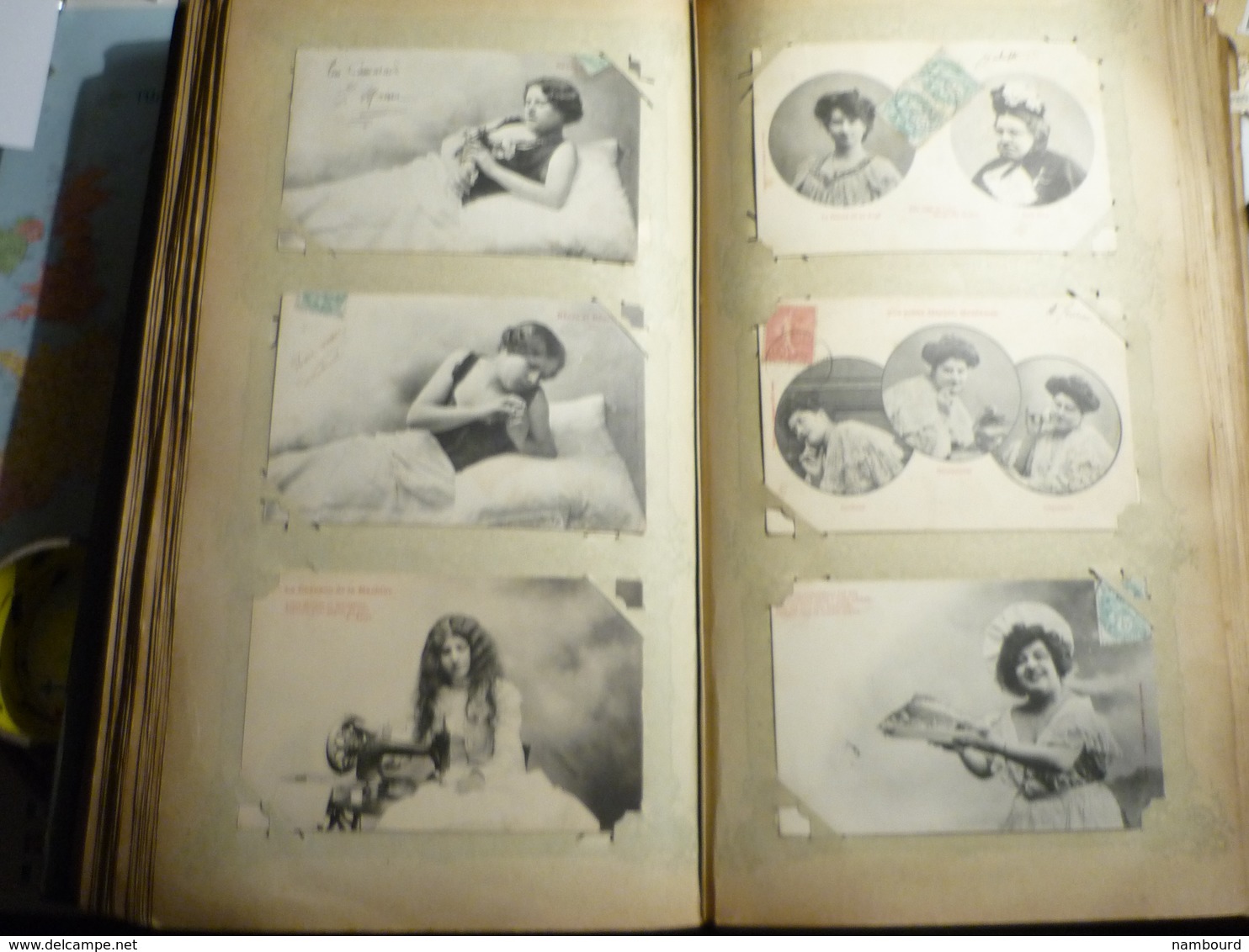 Lot de 696 cartes fantaisie Bergeret dans un gros album ancien de 232 pages