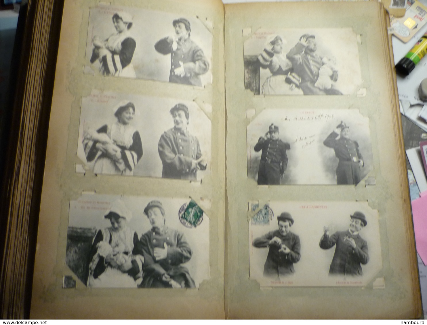 Lot de 696 cartes fantaisie Bergeret dans un gros album ancien de 232 pages