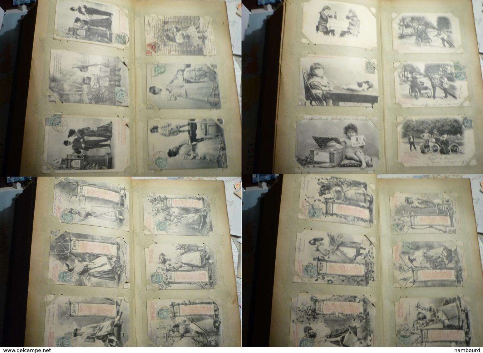 Lot de 696 cartes fantaisie Bergeret dans un gros album ancien de 232 pages