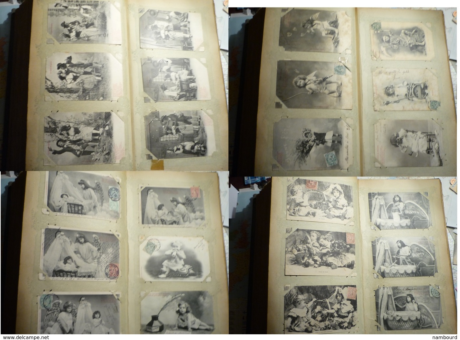 Lot de 696 cartes fantaisie Bergeret dans un gros album ancien de 232 pages