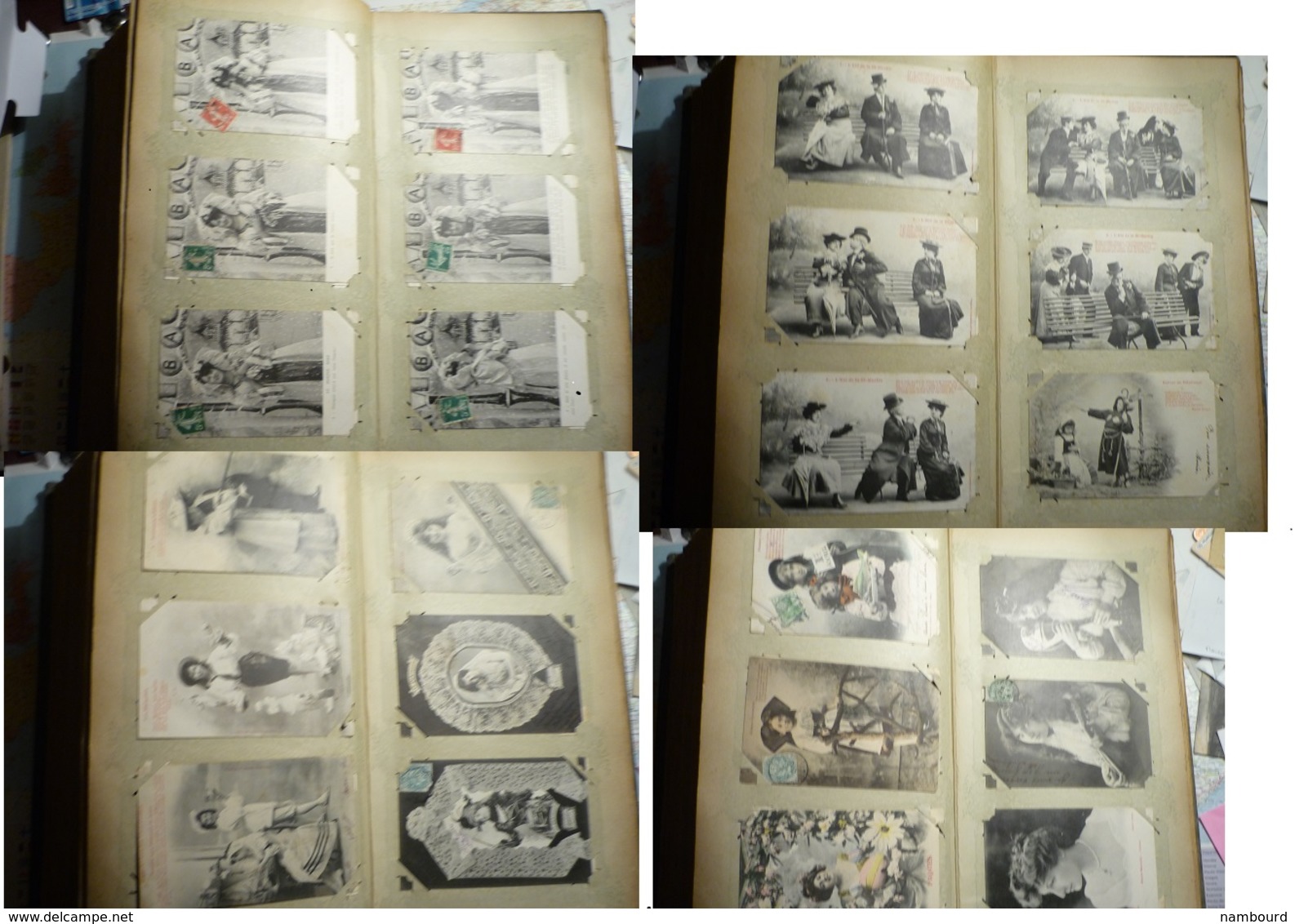 Lot de 696 cartes fantaisie Bergeret dans un gros album ancien de 232 pages