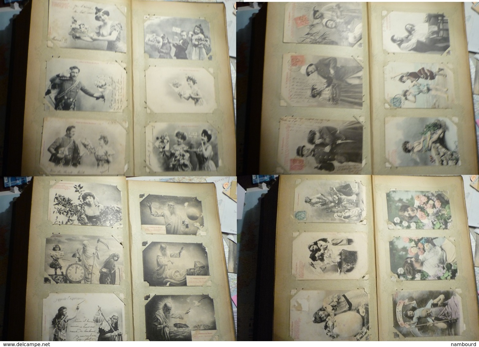 Lot de 696 cartes fantaisie Bergeret dans un gros album ancien de 232 pages