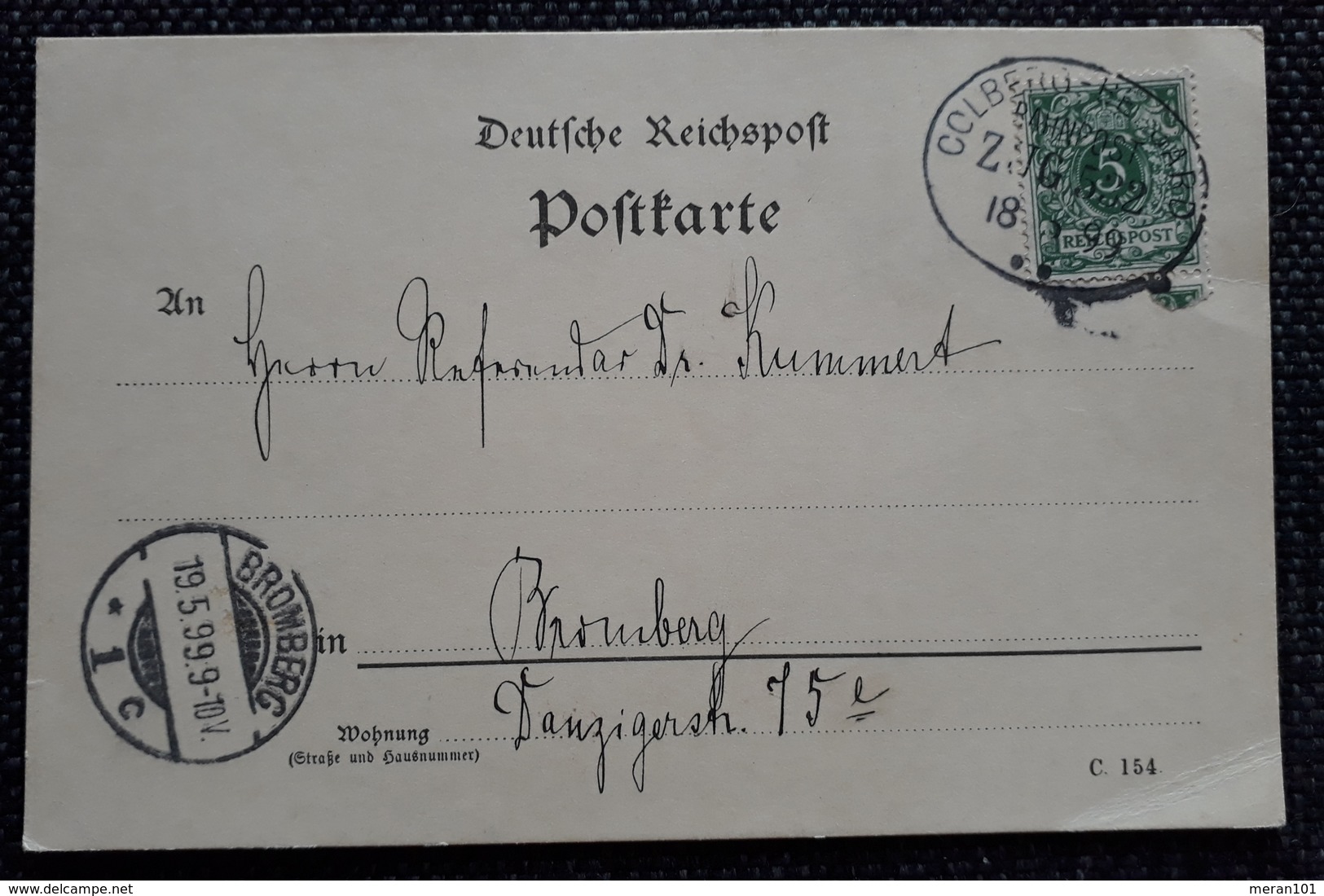 DR 1899, Postkarte BAHNPOST,  COLBERG Gelaufen BROMBERG - Briefe U. Dokumente