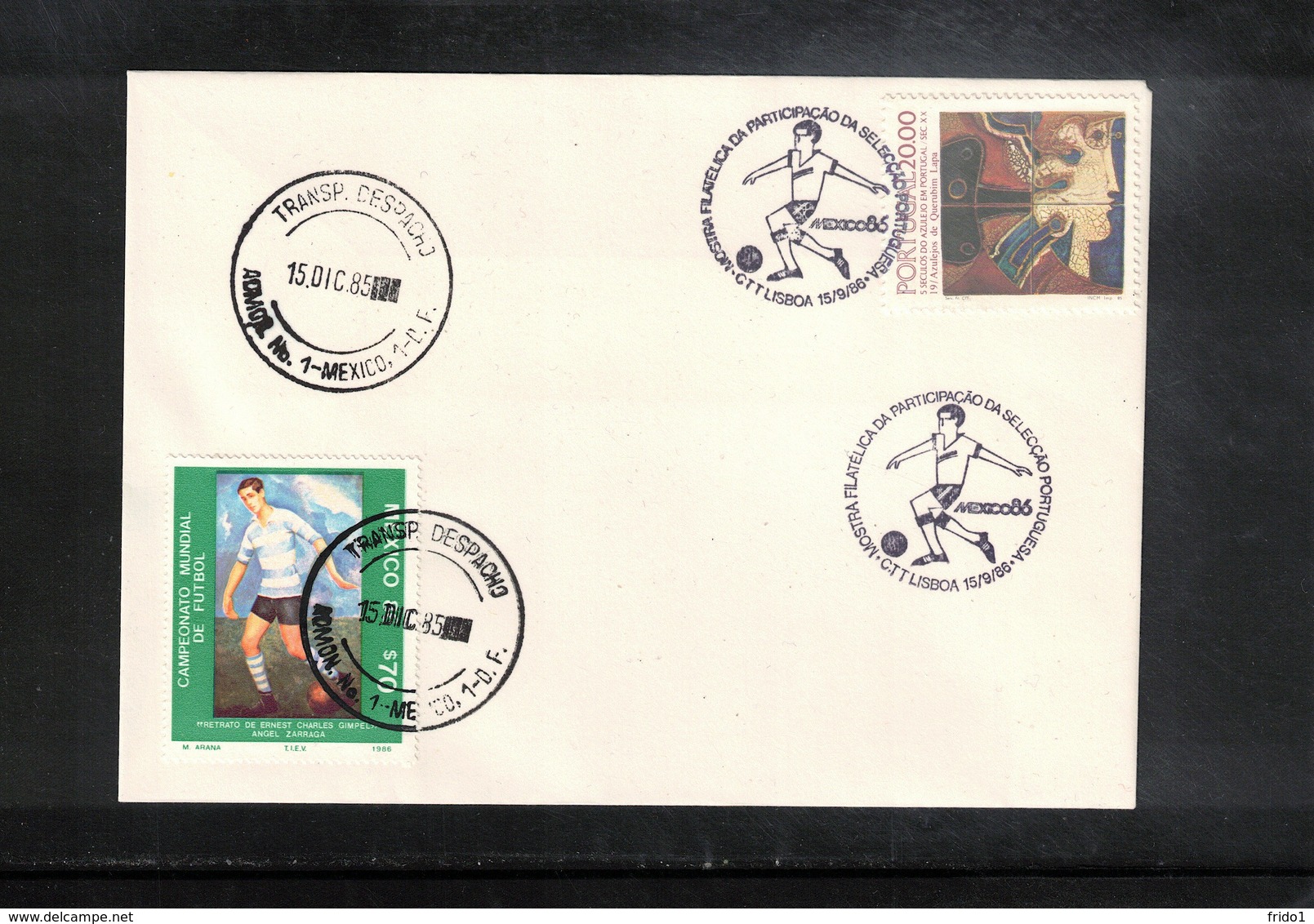 Portugal + Mexico 1986 World Football Cup Mexico Interesting Cover - 1986 – Messico