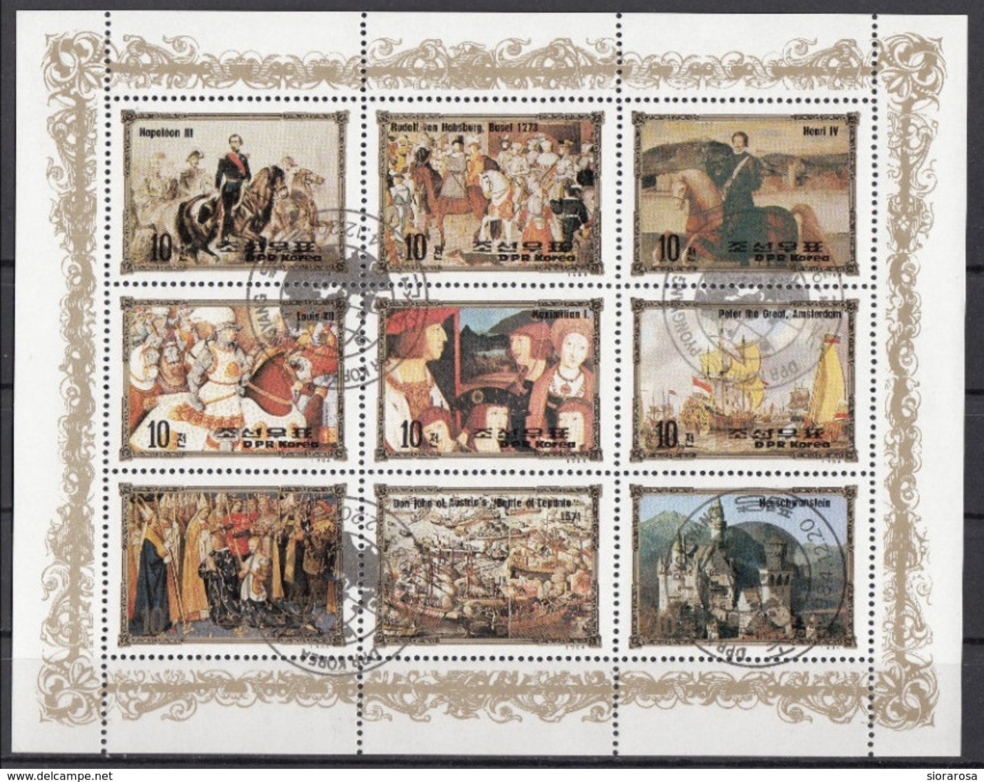 DPR Korea 1984 Sc. 2441a-i Historic European Royalty Scenes Ritratti Monarchi Europei Francesco I, Luigi XVIII Sheet - Altri & Non Classificati