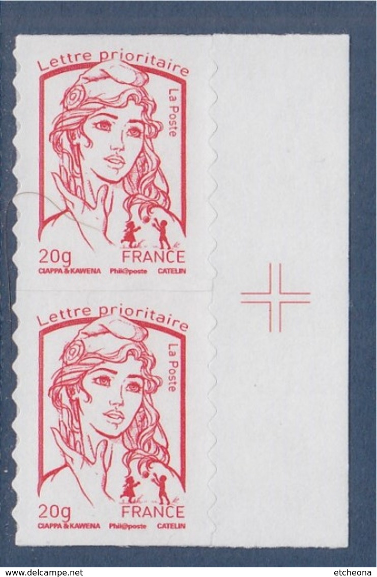 = Marianne Et La Jeunesse Autocollant LP 20g Paire Verticale Avec Croix Repère Sur Bord Neuf N°851 Type Du 4767 Gommé - Otros & Sin Clasificación