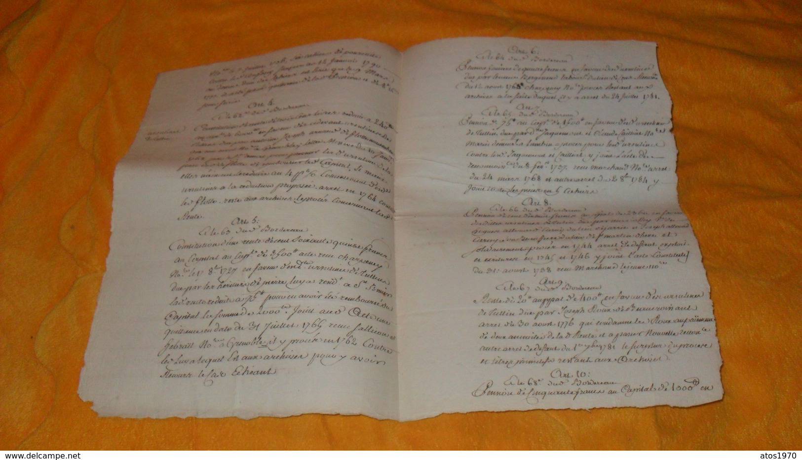 BORDEREAU MANUSCRIT ANCIEN DU 1ER BRUMAIRE AN 7..( OCTOBRE 1798 ) A IDENTIFIER..BUREAU TULLIER ?...TULLIUR ?... - Manuscrits