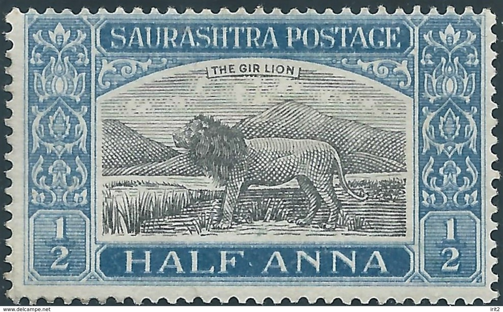 INDIA Princely States Of India SAURASHTRA Postage,HALF ANNA,Not Used-Hinged - Autres & Non Classés