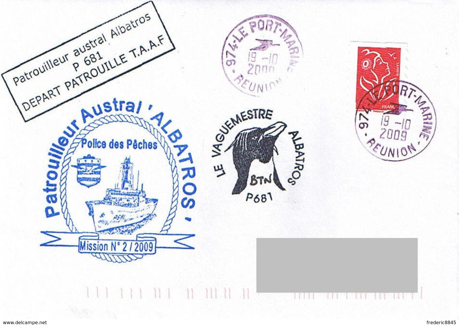 TAAF - Patrouilleur Austral ALBATROS - Mission N°2/2009. Police Des Pêches. - Scheepspost