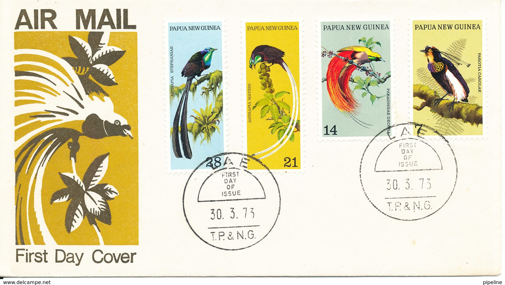 Papua New Guinea FDC 30-3-1973 BIRDS Complete Set Of 4 With Cachet - Papouasie-Nouvelle-Guinée