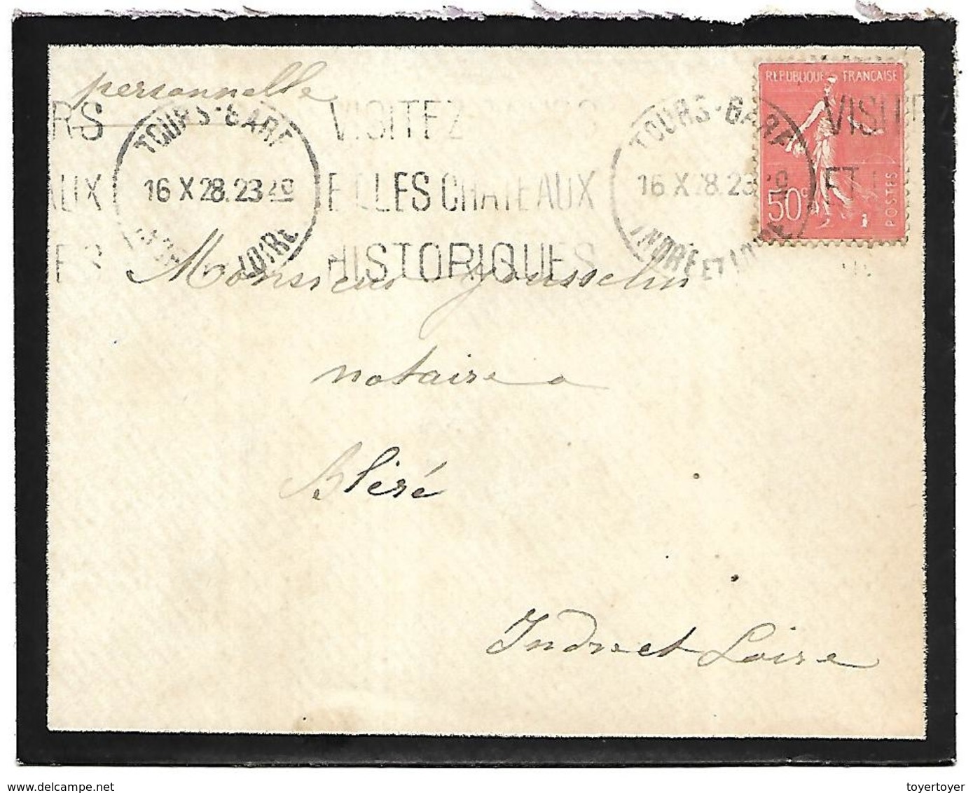 LF D45  Enveloppe De 1928 De Tours Timbre N°199 - 1921-1960: Période Moderne