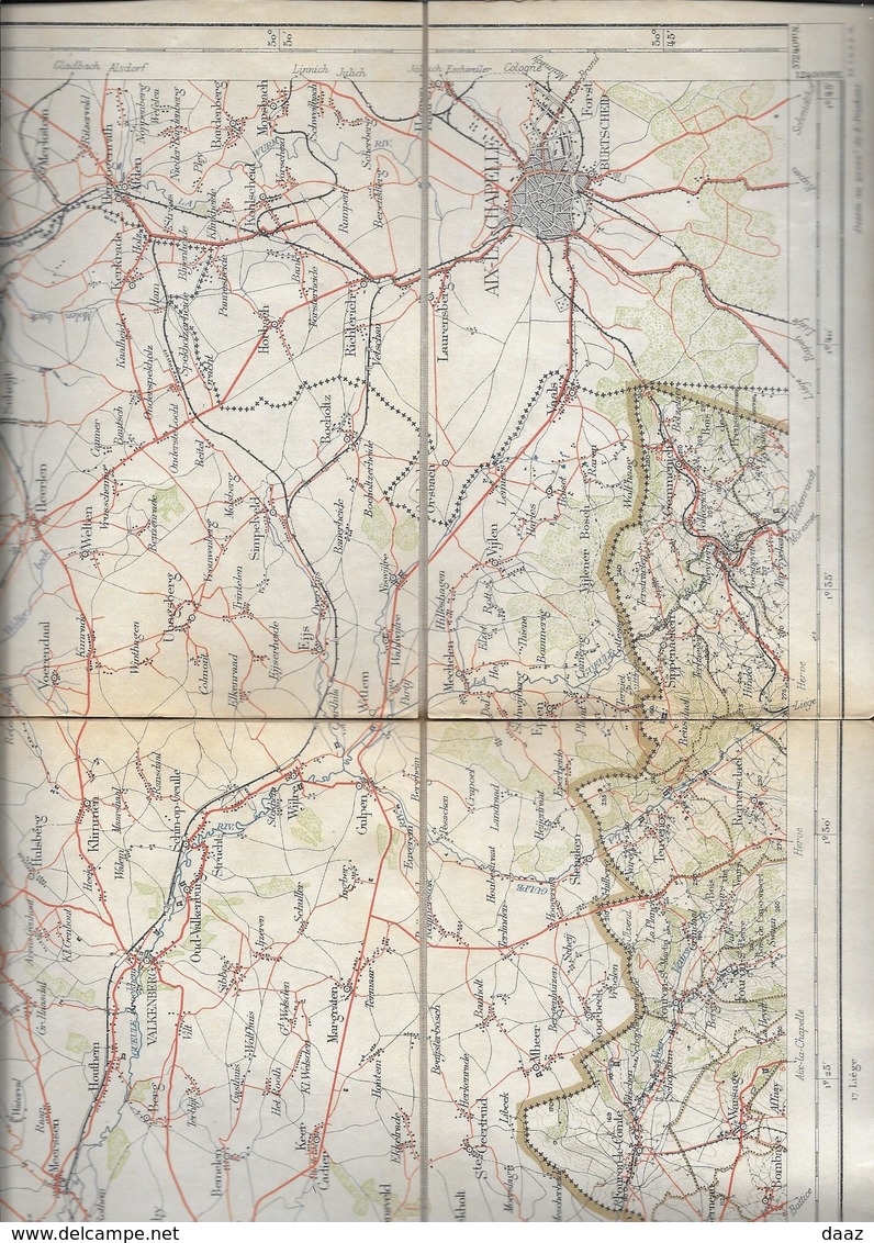 Carte Topographique Toilée  1/100000 1910 Tongeren Gemmenich Maastricht Visé Genk Bilsen Lanaken Asch Stokkem - Cartes Topographiques