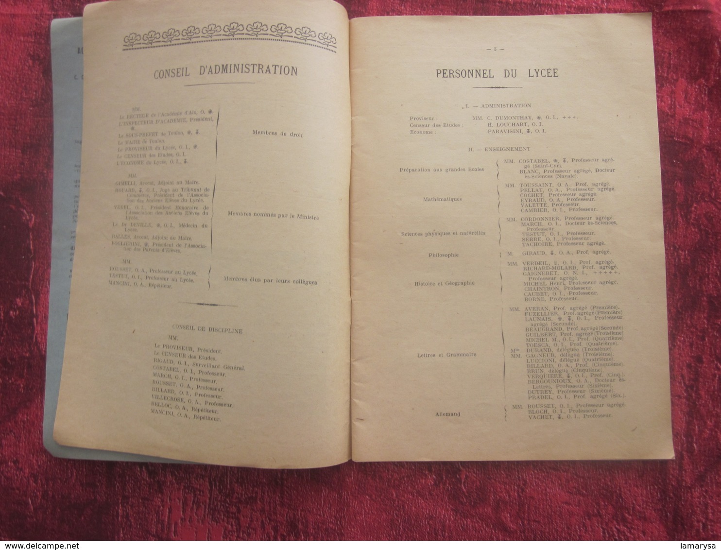 13 JUIL 1938 GRAND LYCÉE DE TOULON DISTRIBUTION SOLENNELLE DES PRIX PRÉSIDENCE AMIRAL GENSOUL PRÉFET MARITIME UNIVERSITÉ - Diplômes & Bulletins Scolaires