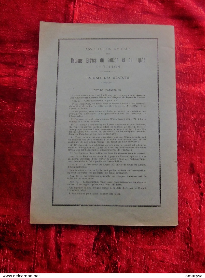 13 JUIL 1938 GRAND LYCÉE DE TOULON DISTRIBUTION SOLENNELLE DES PRIX PRÉSIDENCE AMIRAL GENSOUL PRÉFET MARITIME UNIVERSITÉ