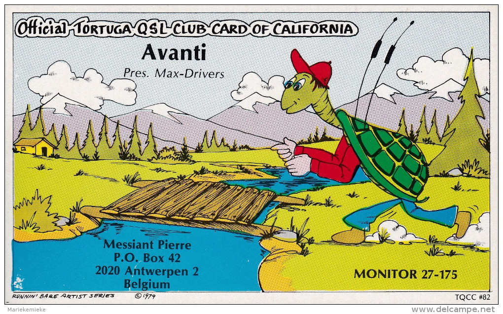 QSL COLLECTOR CARD TORTUGA QSL CLUB CLUBCARD TQCC # 82  " AVANTI " ANTWERP  - BELGIUM - Altri & Non Classificati