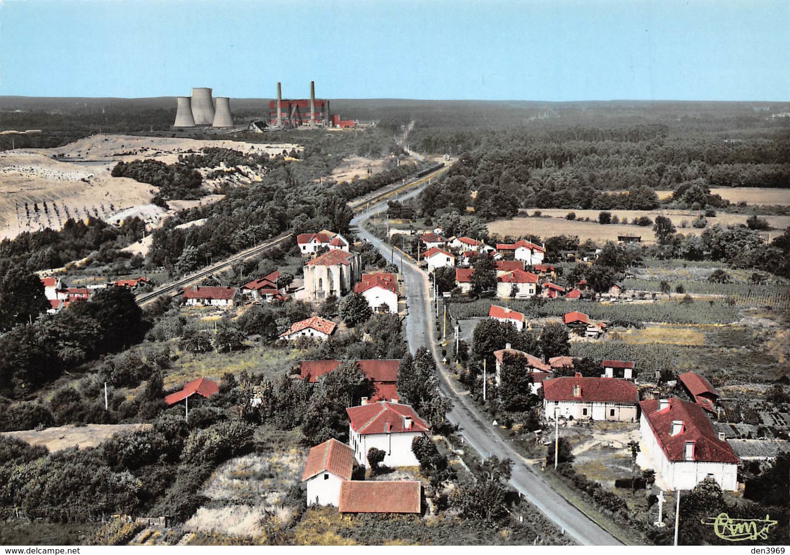 ARJUZANX-MORCENX - Vue Panoramique Aérienne Et La Centrale E.D.F. - Architecte M. J. Borie, Paris (17e) - Sonstige & Ohne Zuordnung