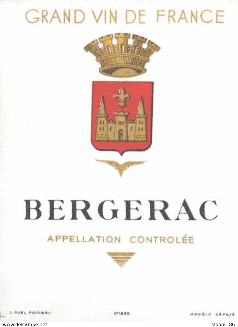 ETIQUETTE - ALCOOL - VIN BERGERAC  GRAND VIN DE FRANCE - Bergerac