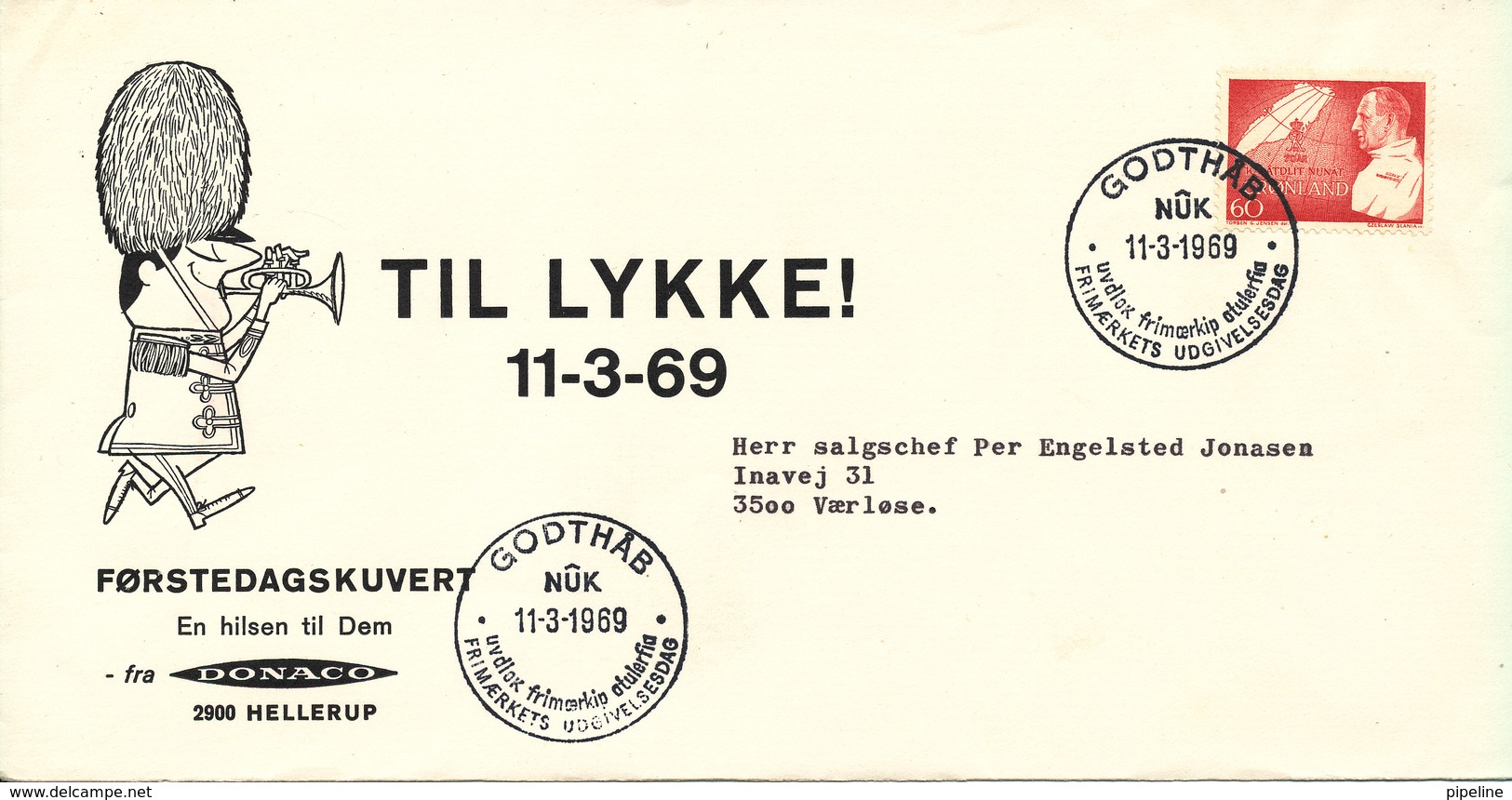 Greenland FDC On Special Danish Cover Nuuk 11-3-1969 - FDC
