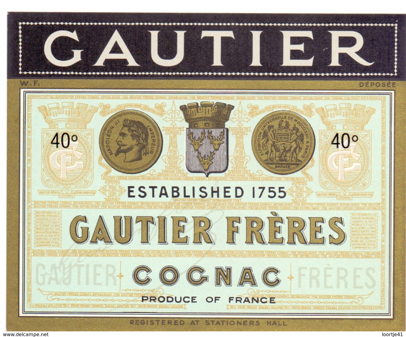 Etiket Etiquette - Cognac - Gautier Frères - Autres & Non Classés