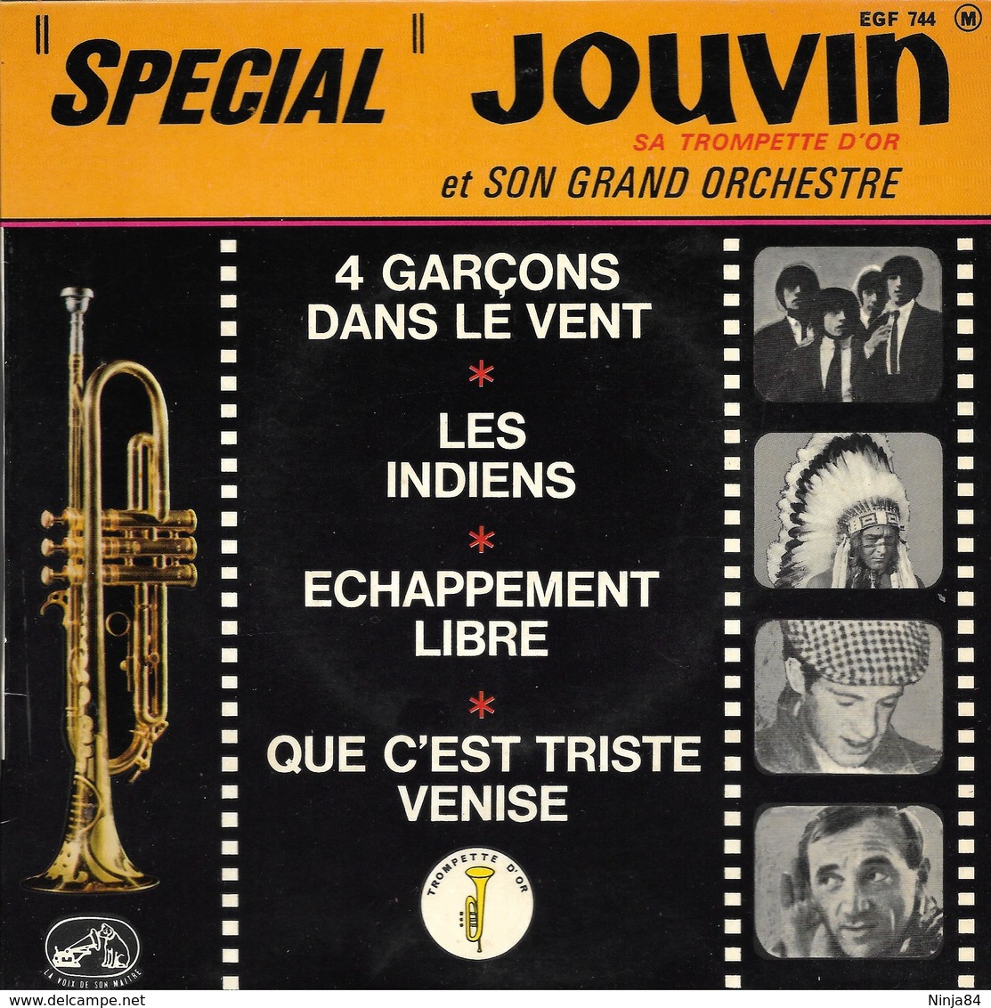 EP 45 RPM (7")  Georges Jouvin / Beatles / Charles Aznavour  "  4 Garçons Dans Le Vent  " - Instrumental