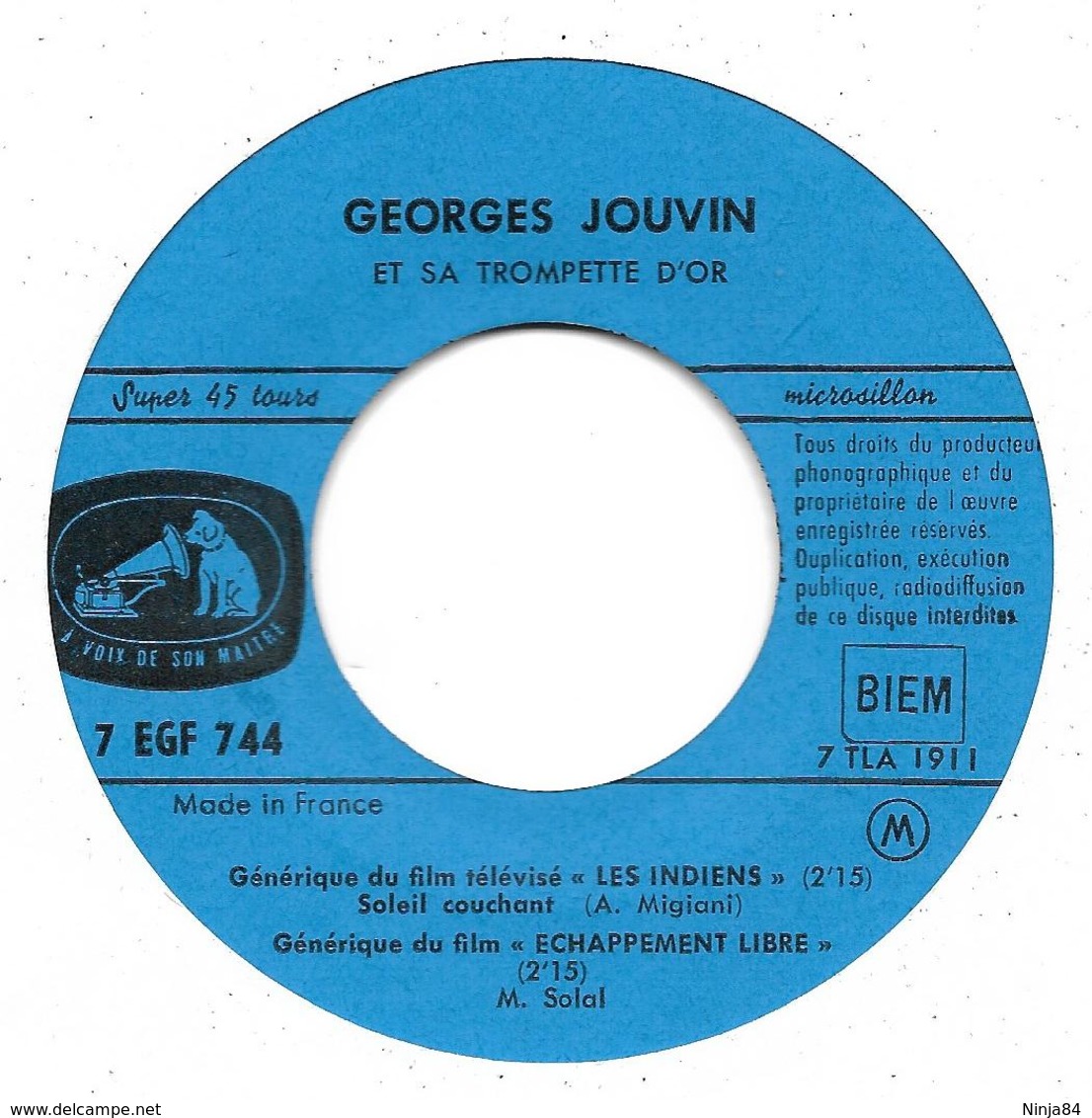 EP 45 RPM (7")  Georges Jouvin / Beatles / Charles Aznavour  "  4 Garçons Dans Le Vent  " - Strumentali