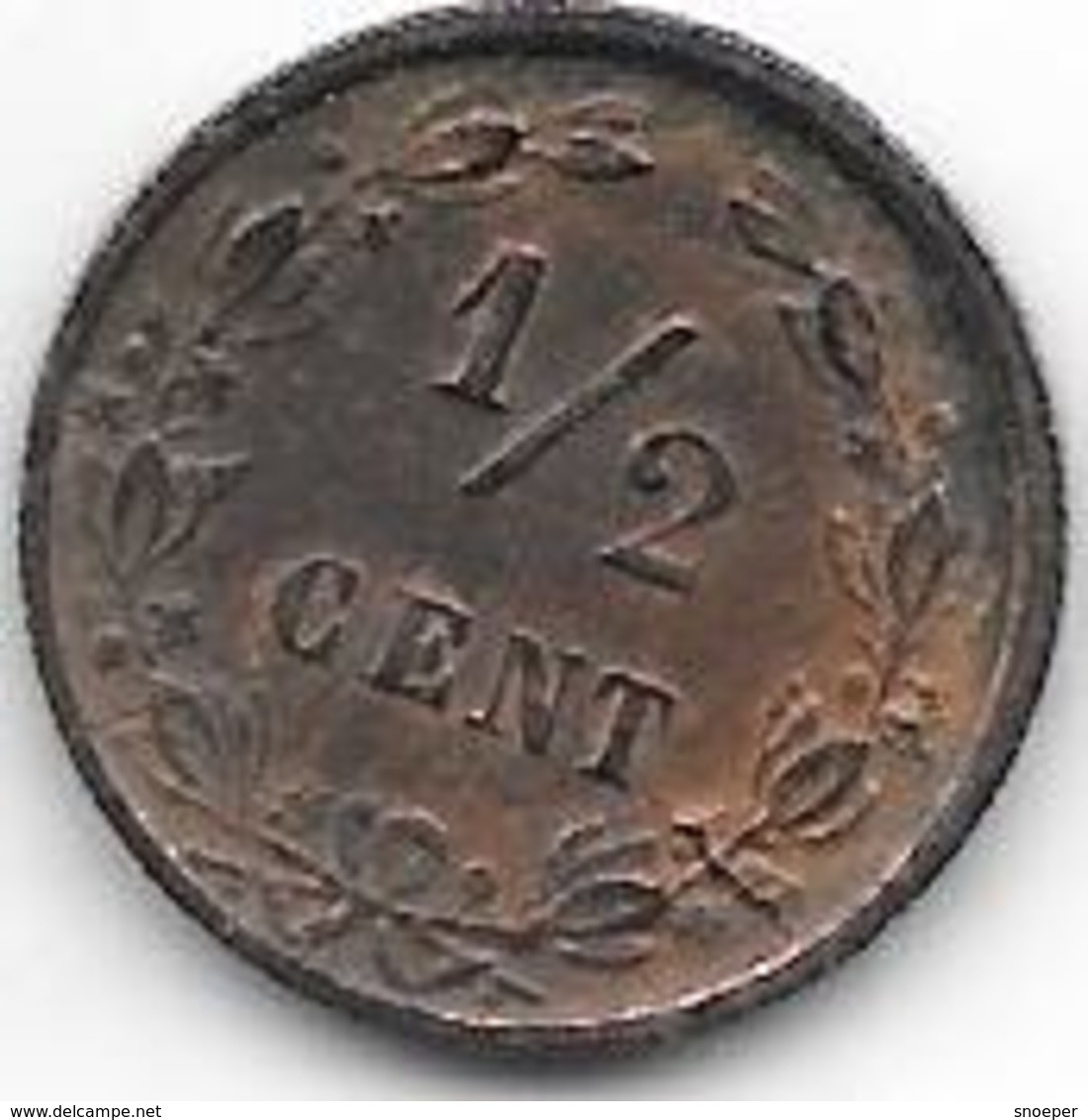 Netherlands,1/2 Cent 1884 Km 109 Vf+ - 1849-1890 : Willem III