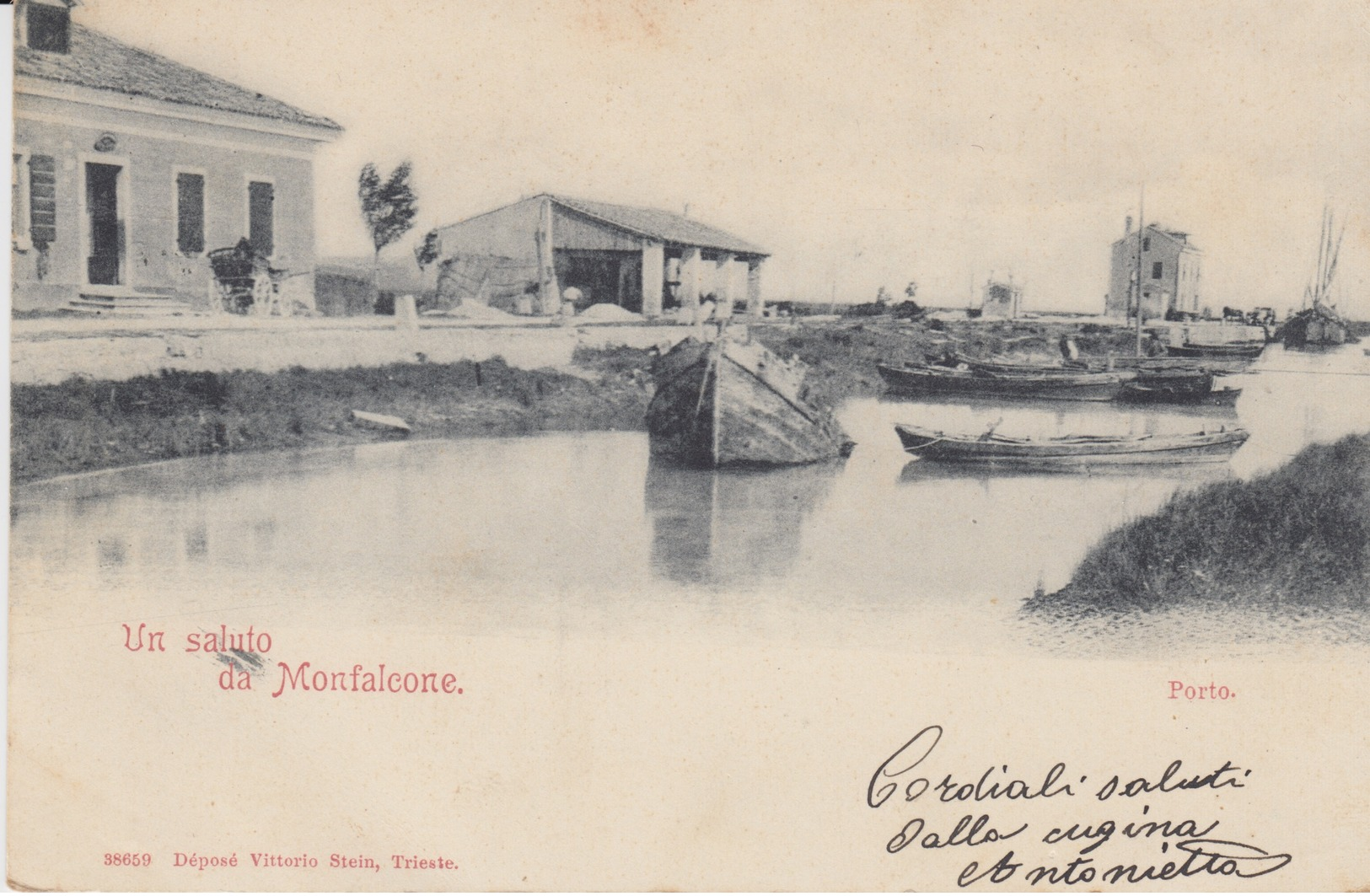 UN SALUTO DA MONFALCONE (GORIZIA) -- VIAGGIATA  1902 - Gorizia