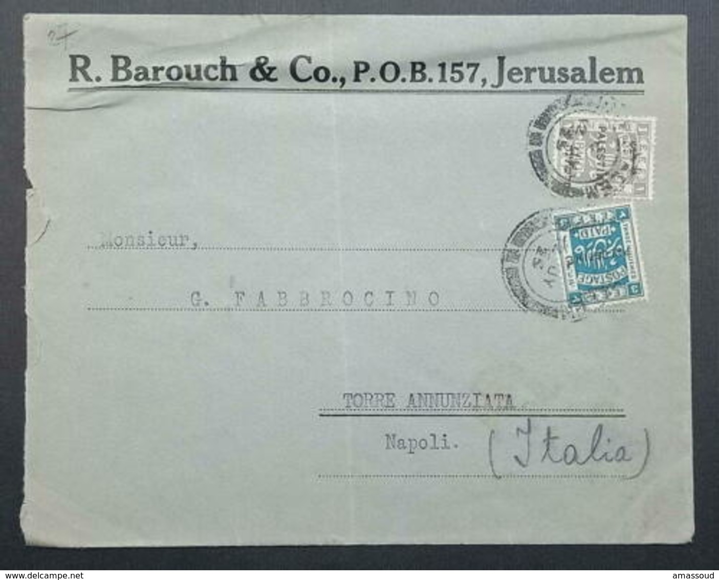 Palestine Jerusalem 113m Pictorial Surcharge 1925 Italy R. Barouch & Co. - Palestina