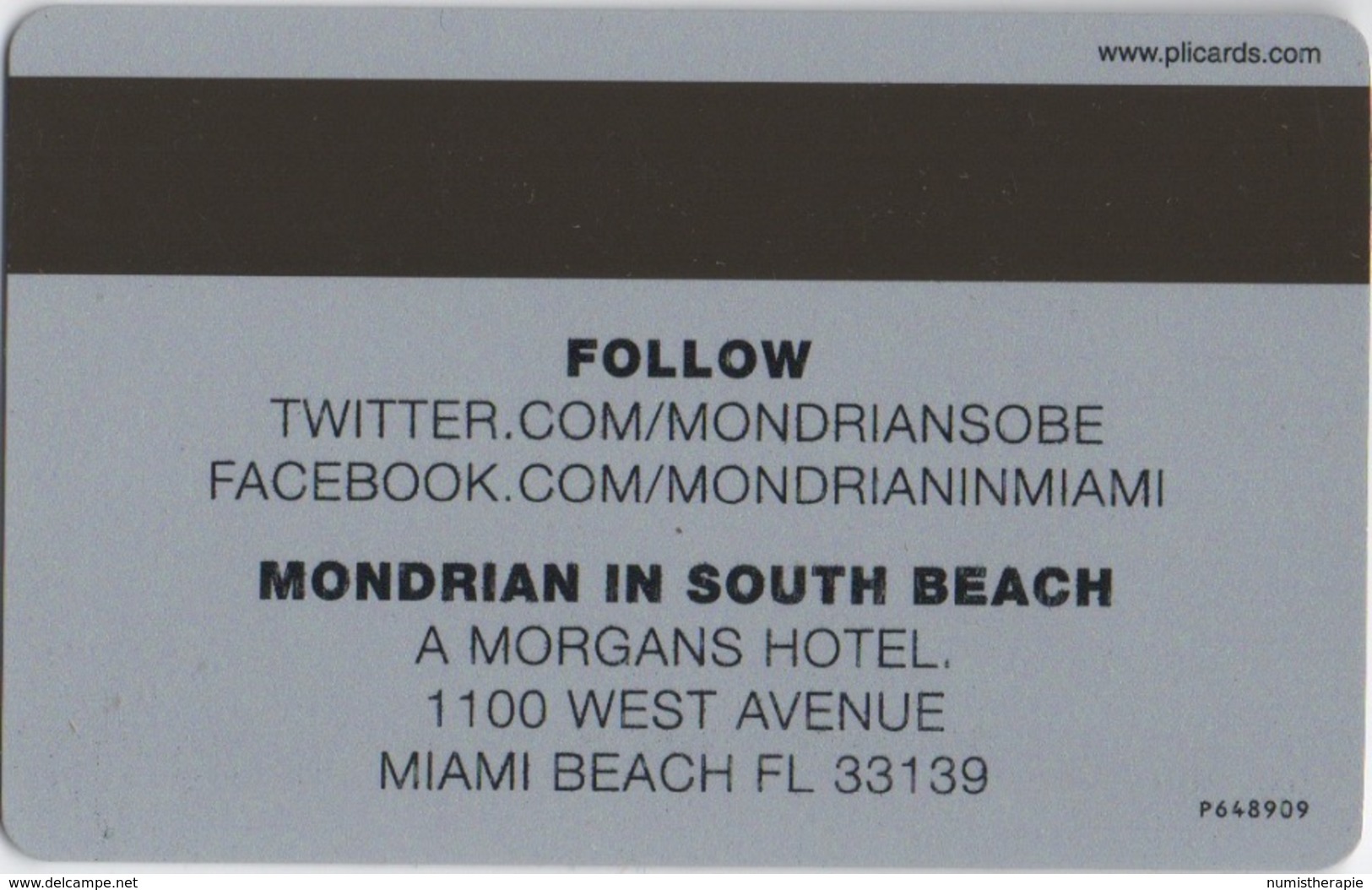 Carte Clé Avec Pochette : Mondrian In South Beach : Florida USA - Cartes D'hotel