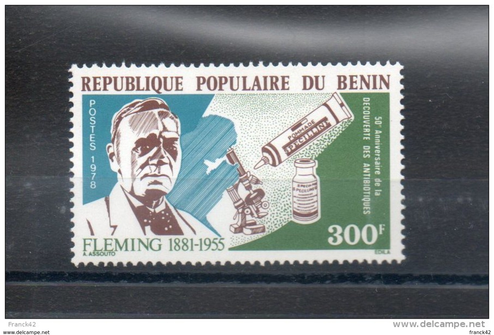 Benin. Fleming. 50e Anniversaire De La Decouverte Des Antibiotiques. 1978 - Bénin – Dahomey (1960-...)