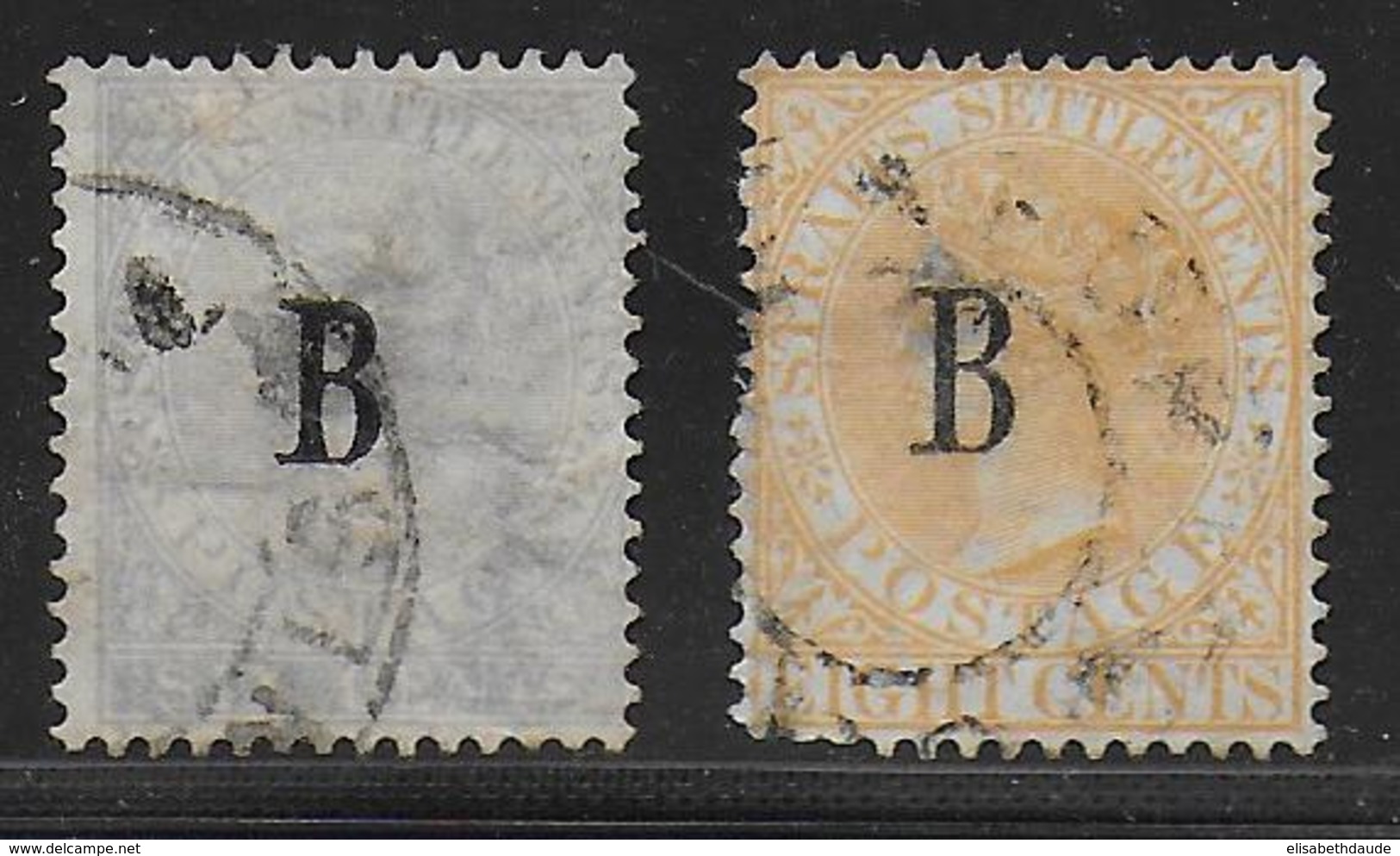 1882/1883 - SIAM / BANGKOK - YVERT N°5+18 OBLITERES DEFECTUEUX (AMINCIS / THIN  ...) - COTE = 400 EUR. - Siam