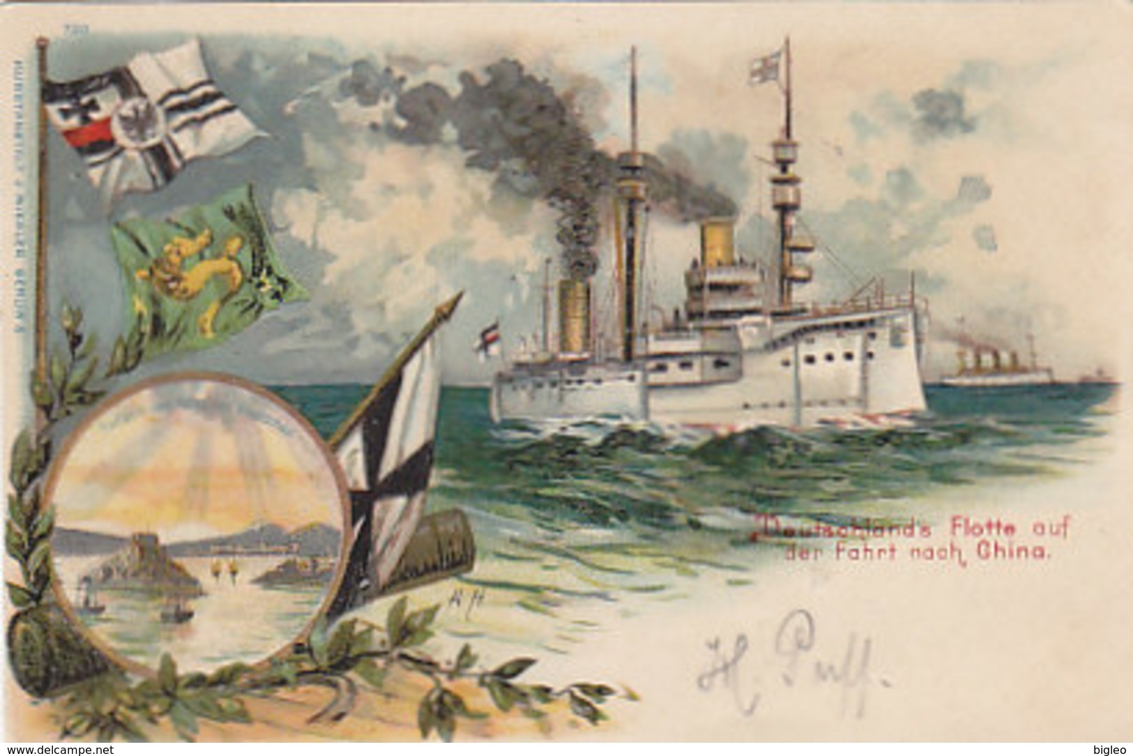 Deutschlands Flotte Auf Der Fahrt Nach China - Litho - Int. Frankatur - 1903        (A-182-191003) - Guerra