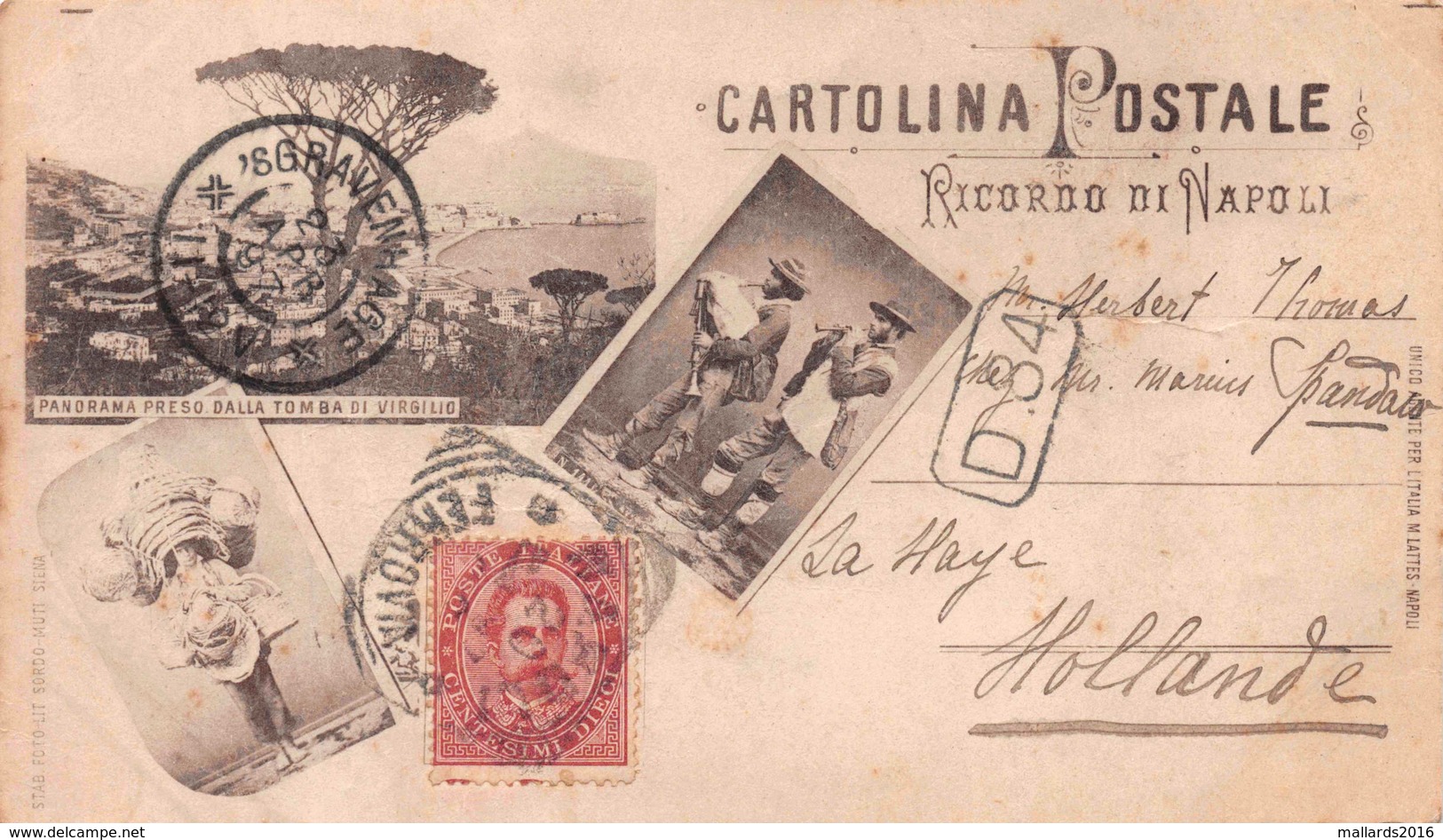 CARTOLINA POSTALE - RICORDO DI NAPOLI - POSTED APRIL 1897 ~ A 123 YEAR OLD POSTCARD #21420 - Napoli (Naples)