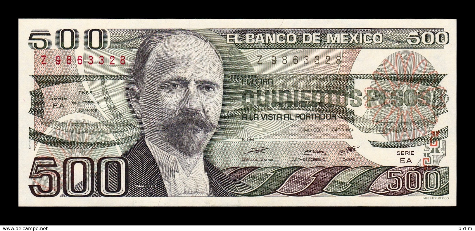 México 500 Pesos 1984 Pick 79b Serie EA SC UNC - México