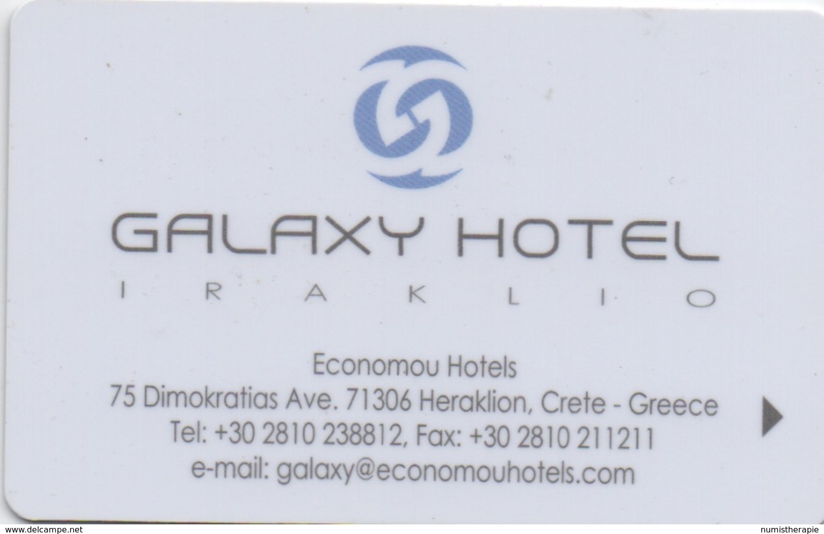 Carte Clé Hôtel : Galaxy Hotel : Heraklion Crète Grèce - Cartes D'hotel