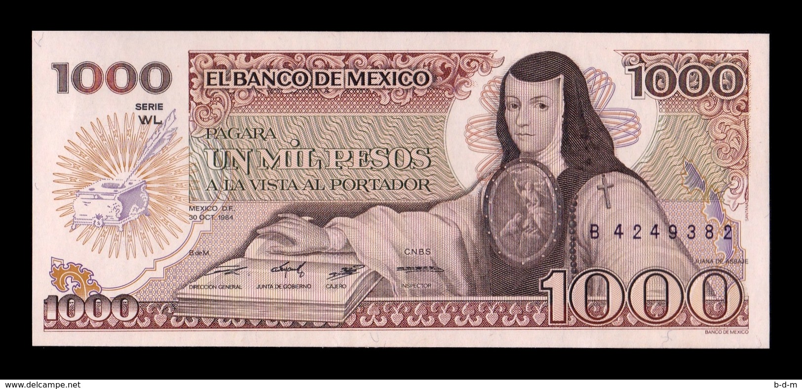 México 1000 Pesos 1984 Pick 81 Serie WL SC UNC - México