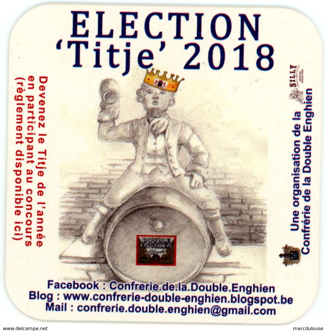 Election Titje 2018. Une Organisation De La Confrérie De La Double Enghien. Brasserie De Silly. Belgium. - Beer Mats