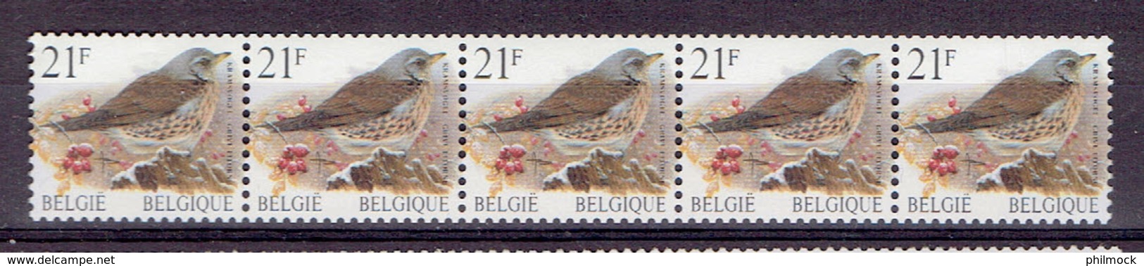 183 P - Bande De Cinq R89 Avec Numéro - MNH Impeccable - Coil Stamps