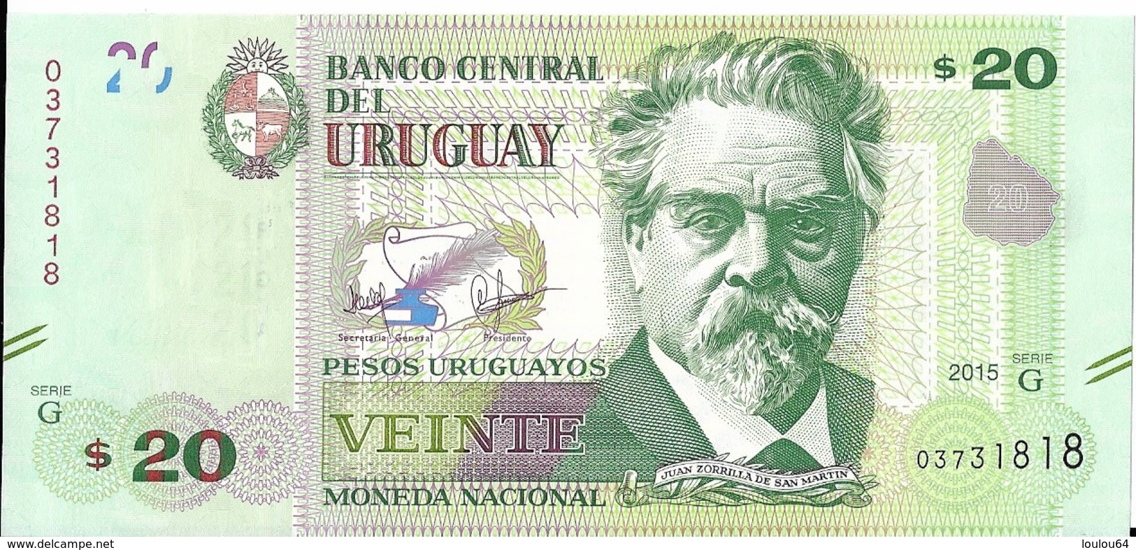 Uruguay - 20 Pesos 2015 - Série G- N° 03731818 - Neuf, Non Circulé - - Uruguay