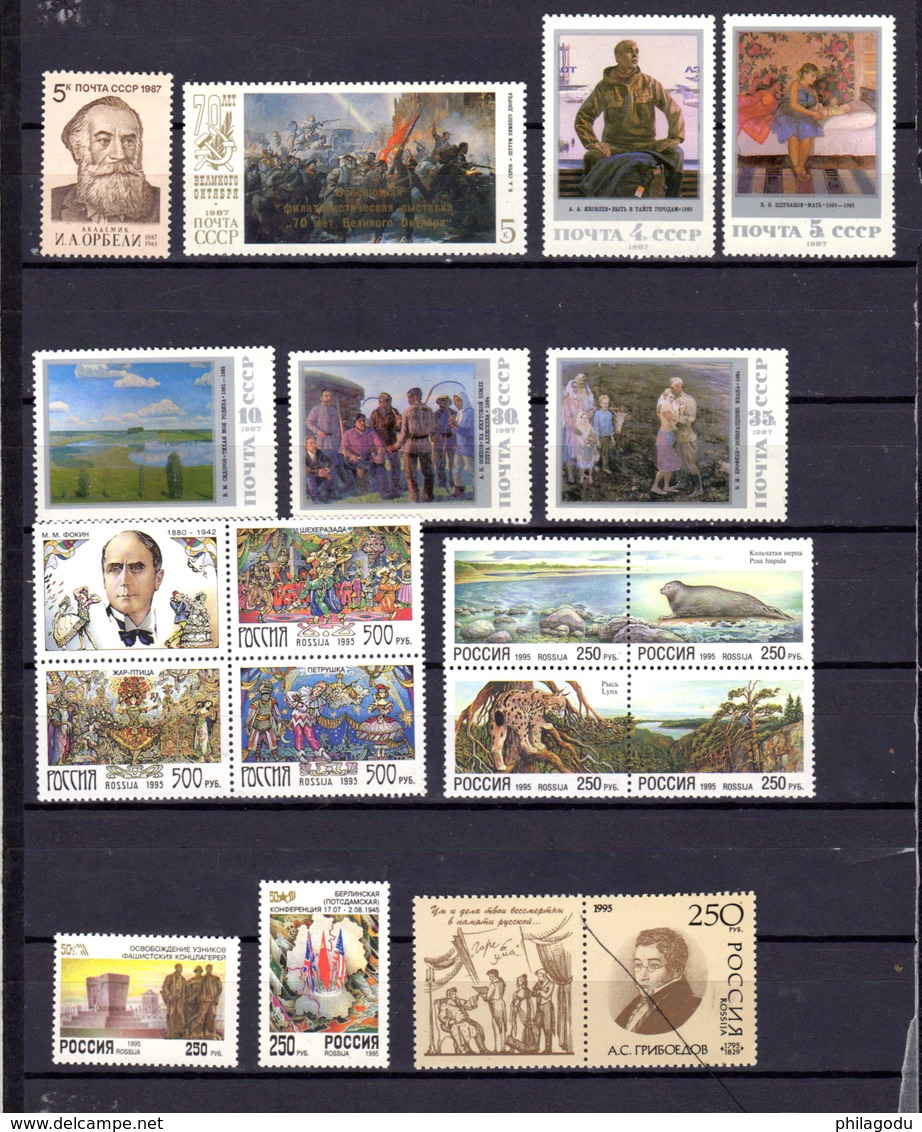 Russie 1987-95, , Entre 5390 Et 6096 ** + BF 158-160-161-180**, Cote 27 €  All Mint NH - Neufs