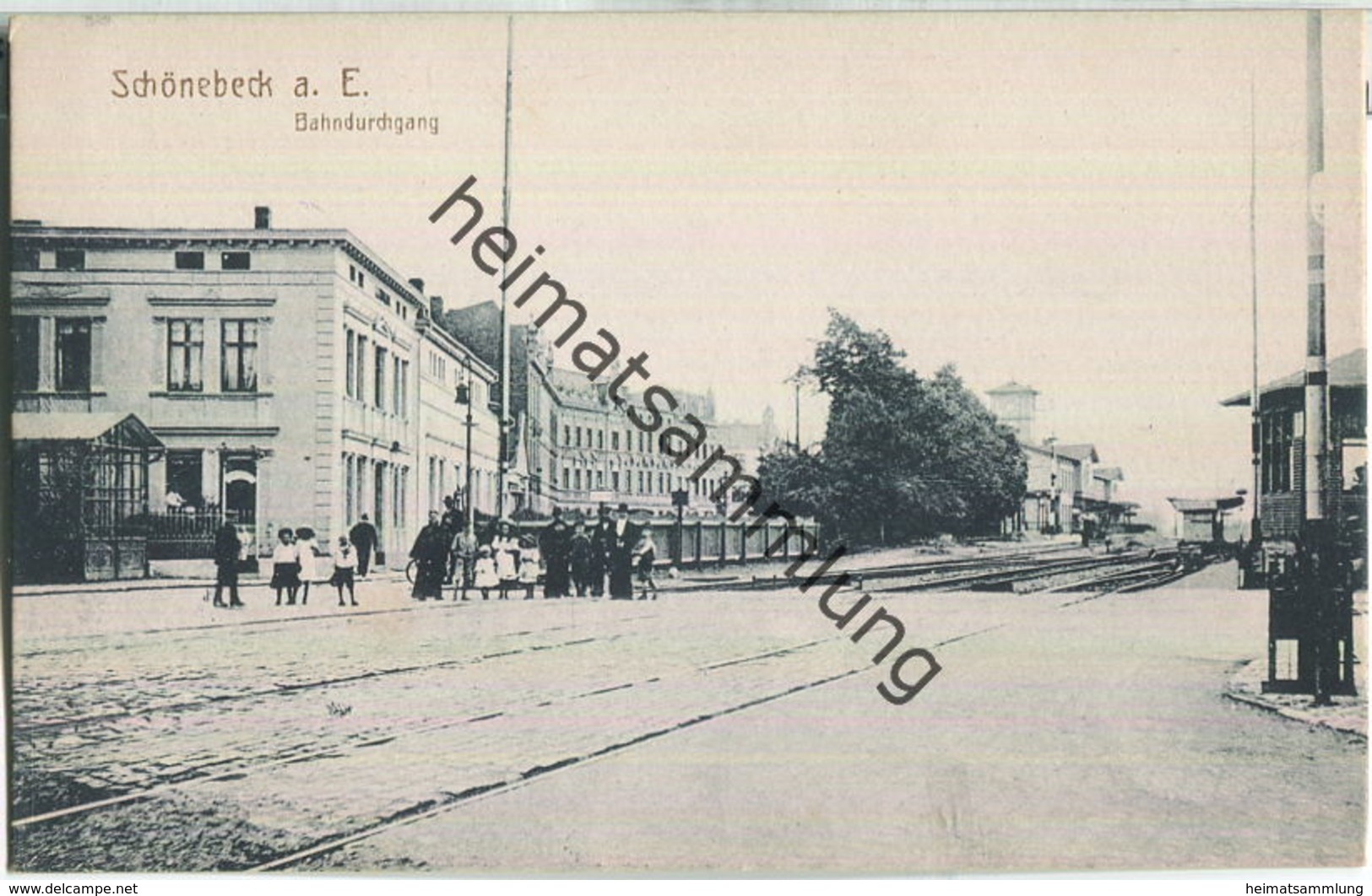 Schönebeck A. E. - Bahndurchgang - Graph. Verlags-Anstalt GmbH Breslau 20er Jahre - Schoenebeck (Elbe)