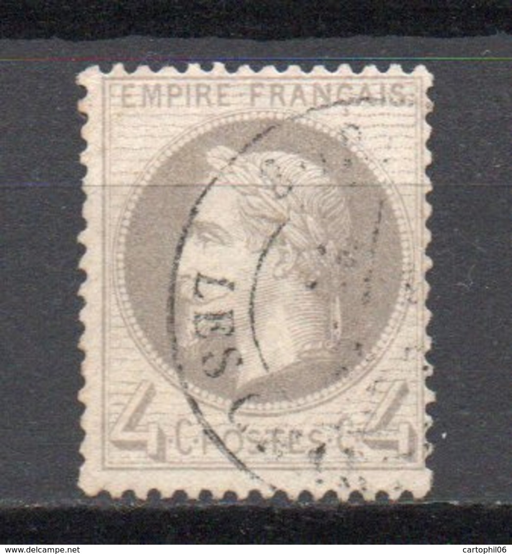 - FRANCE N° 27B Oblitéré CAD - 4 C. Gris Napoléon III Lauré 1866 Type II - Cote 90 EUR - - 1863-1870 Napoleone III Con Gli Allori