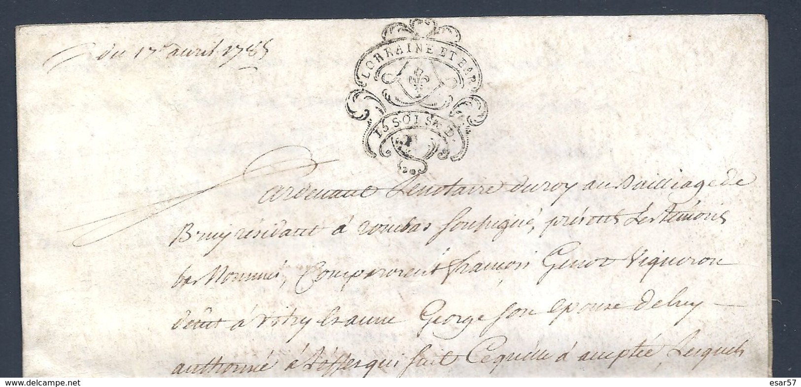 Véritable Parchemin Manuscrit Acte Notarié Du 17 Avril 1785 Moselle Beau Cachet ( Timbre Fiscal ) - Manuscrits