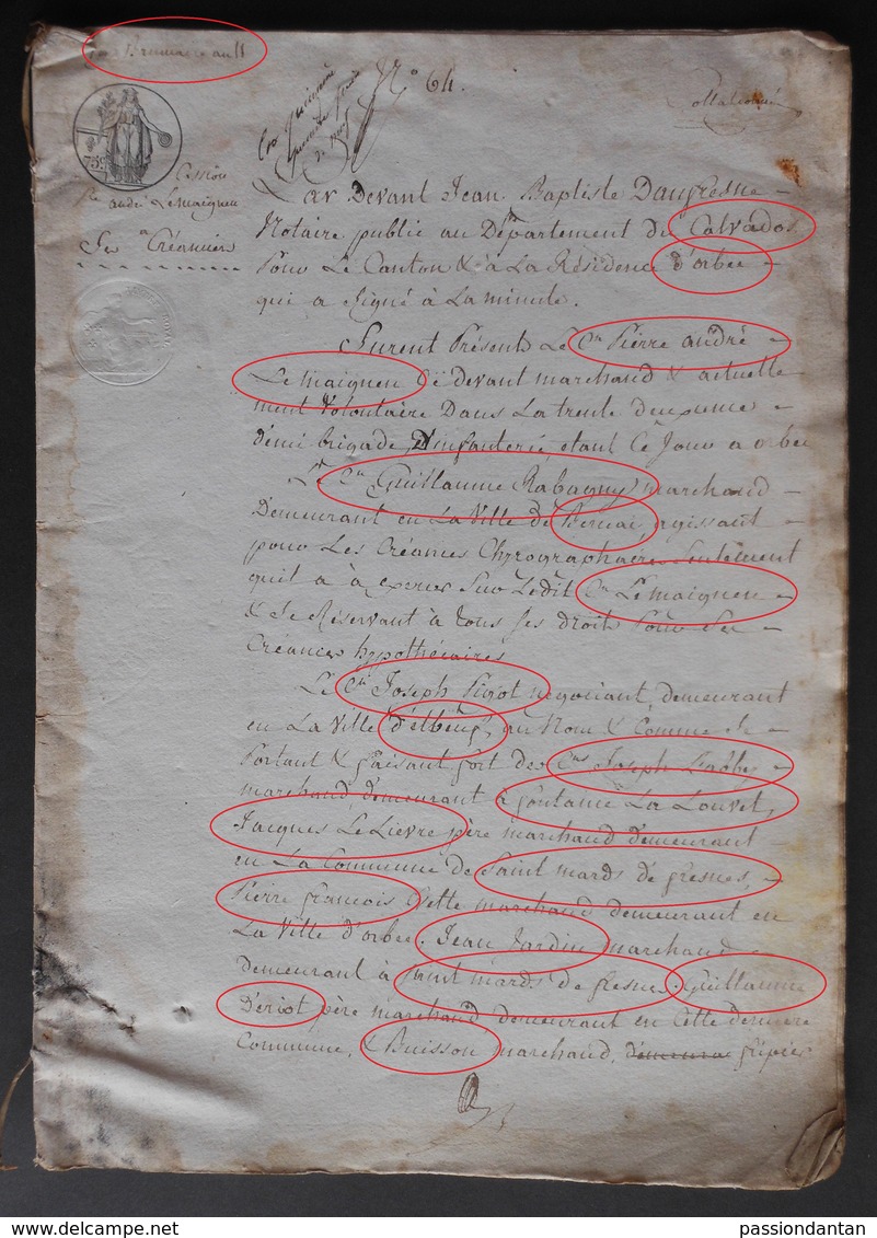 Manuscrit Du XIXe Siècle - Calvados Et Seine Maritime - Orbec Et Elbeuf - Protagonistes Dénommés Le Maigneur Et Pigot - Manuscrits