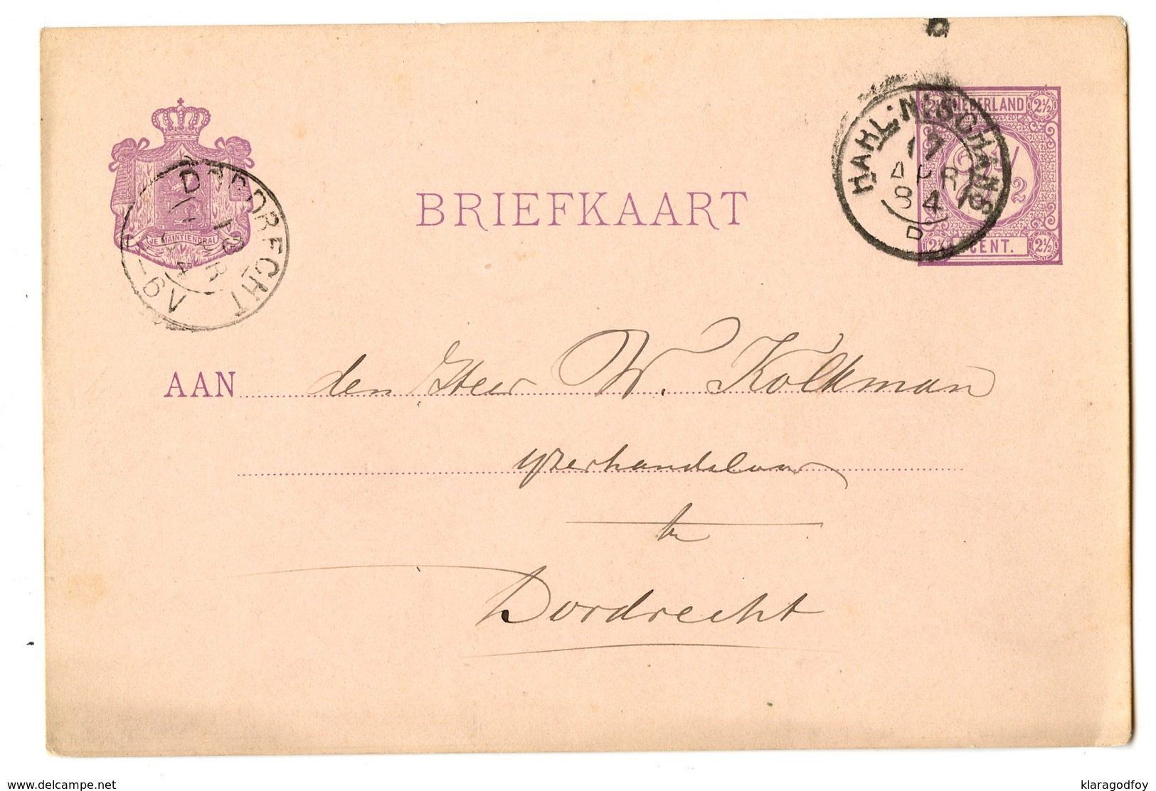 Netherlands Postal Stationery Postcard Briefkaart Posted 1884 B200220 - Entiers Postaux