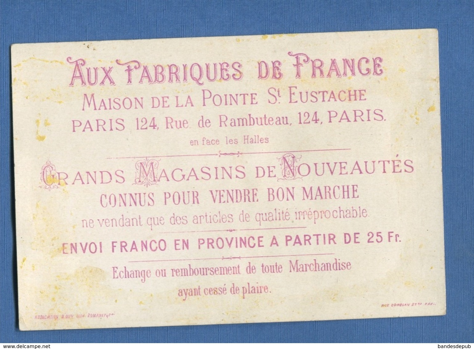 Paris Fabrique De France Rue Rambuteau Chromo Grand Format Romanet Bébé Boite à Surprises Diable En Boîte - Autres & Non Classés