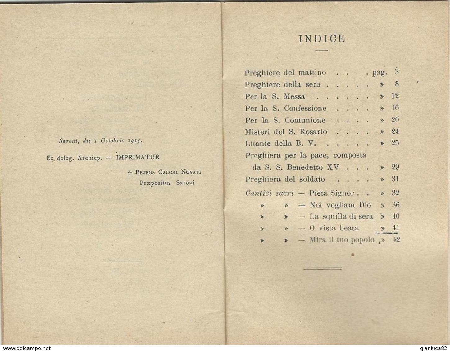 Libretto Preghiere Del Soldato Pia Lega Riparatrice S. Cuore Gesù Busto Arsizio Imp. 1915 (74 Come Da Foto 12,2 X 8,0 X - Libri Antichi