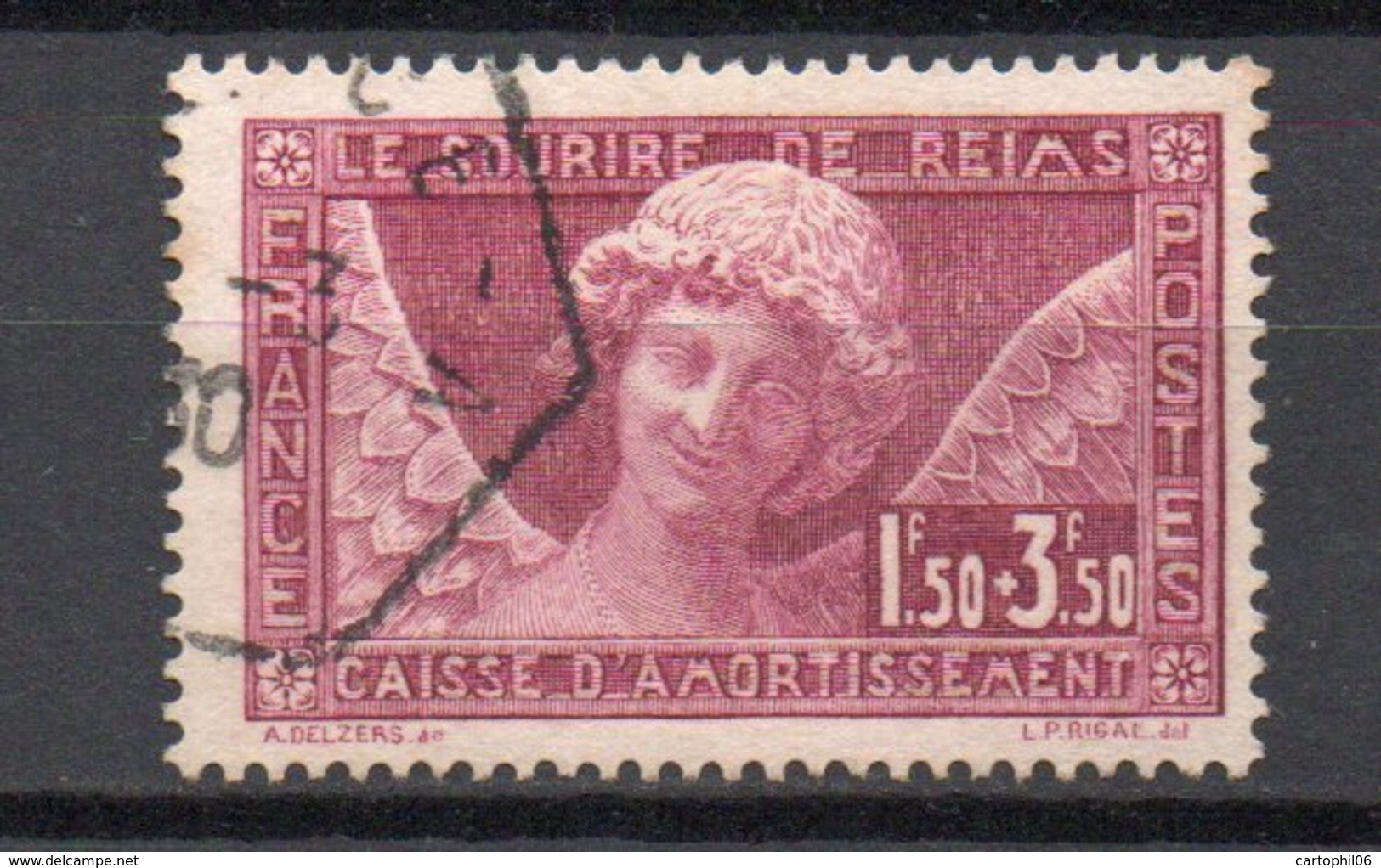 - FRANCE N° 256 Oblitéré - 1 F. 50 + 3 F. 50 Sourire De Reims Caisse D'Amortissement 1930 - Cote 100 EUR - - Oblitérés