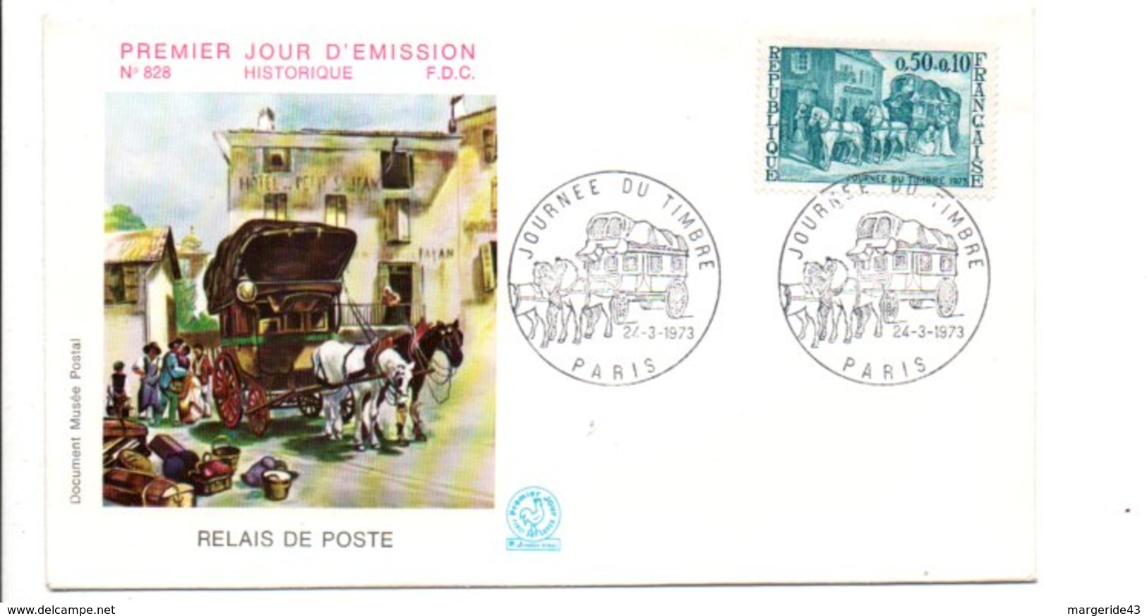 FDC 1973 JOURNEE DU TIMBRE - 1970-1979