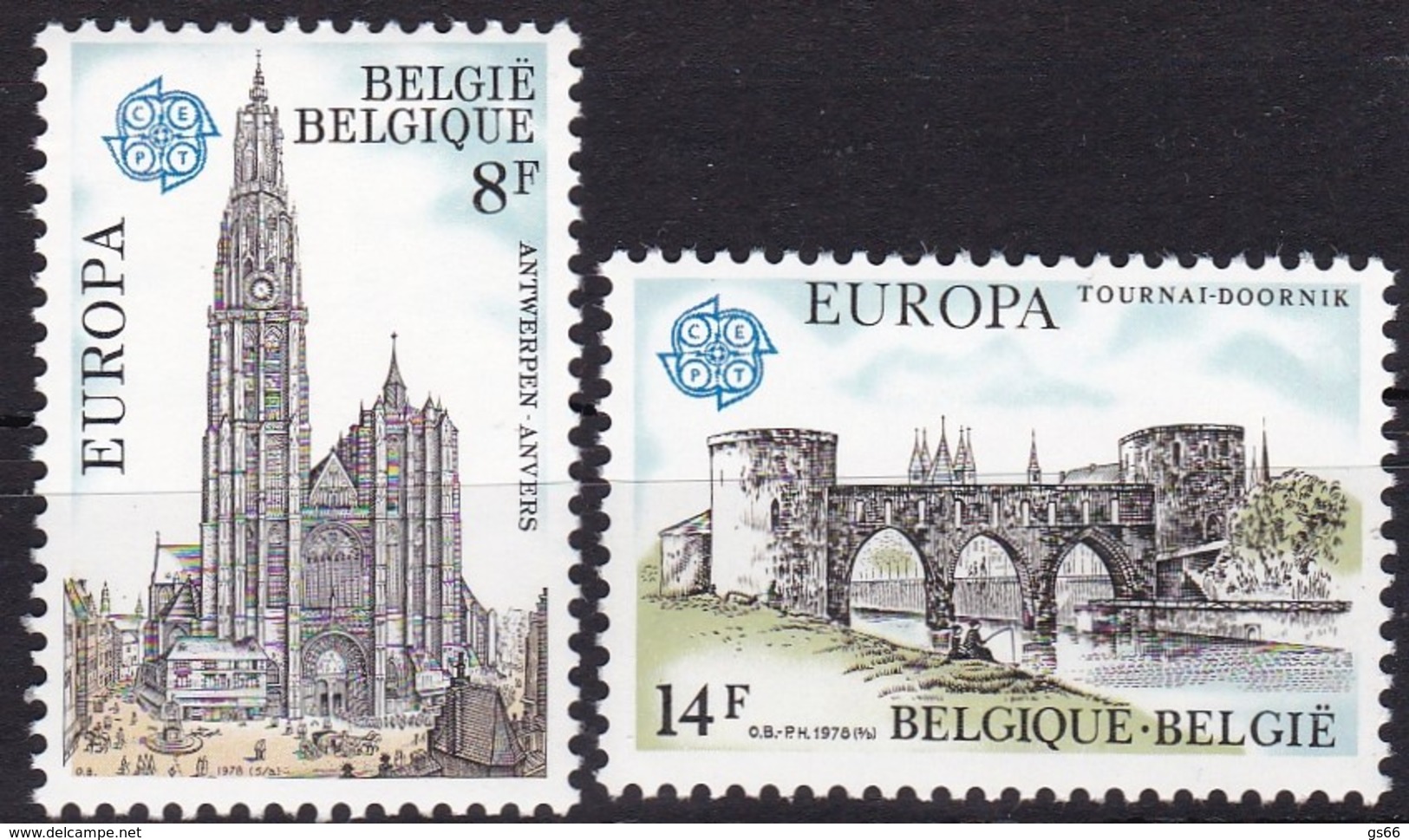 Cept, 1978, Belgien,  Mi.Nr.  1943/44, MNH **,  Europa - 1978